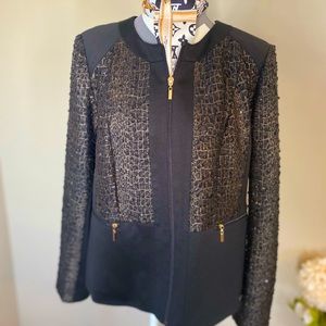 JM Collection Black Tweed Sequin Blazer - Size 12